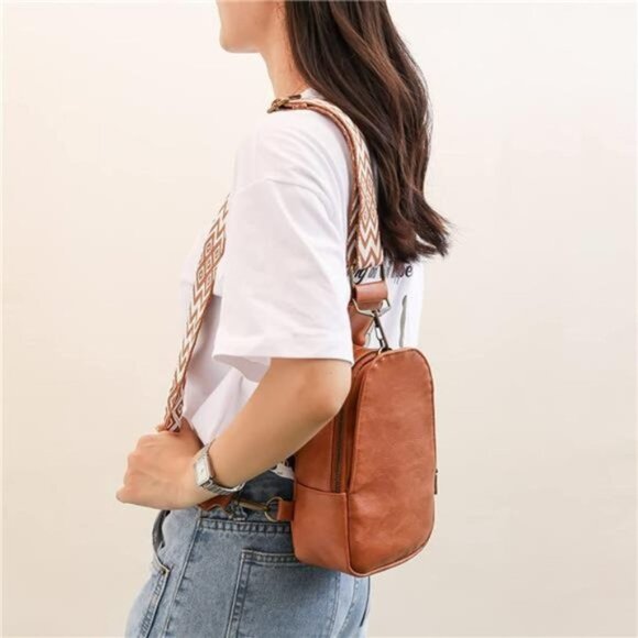 WOMEN Chest Bag Sling Bag Pure Brown - Picture 4 of 6